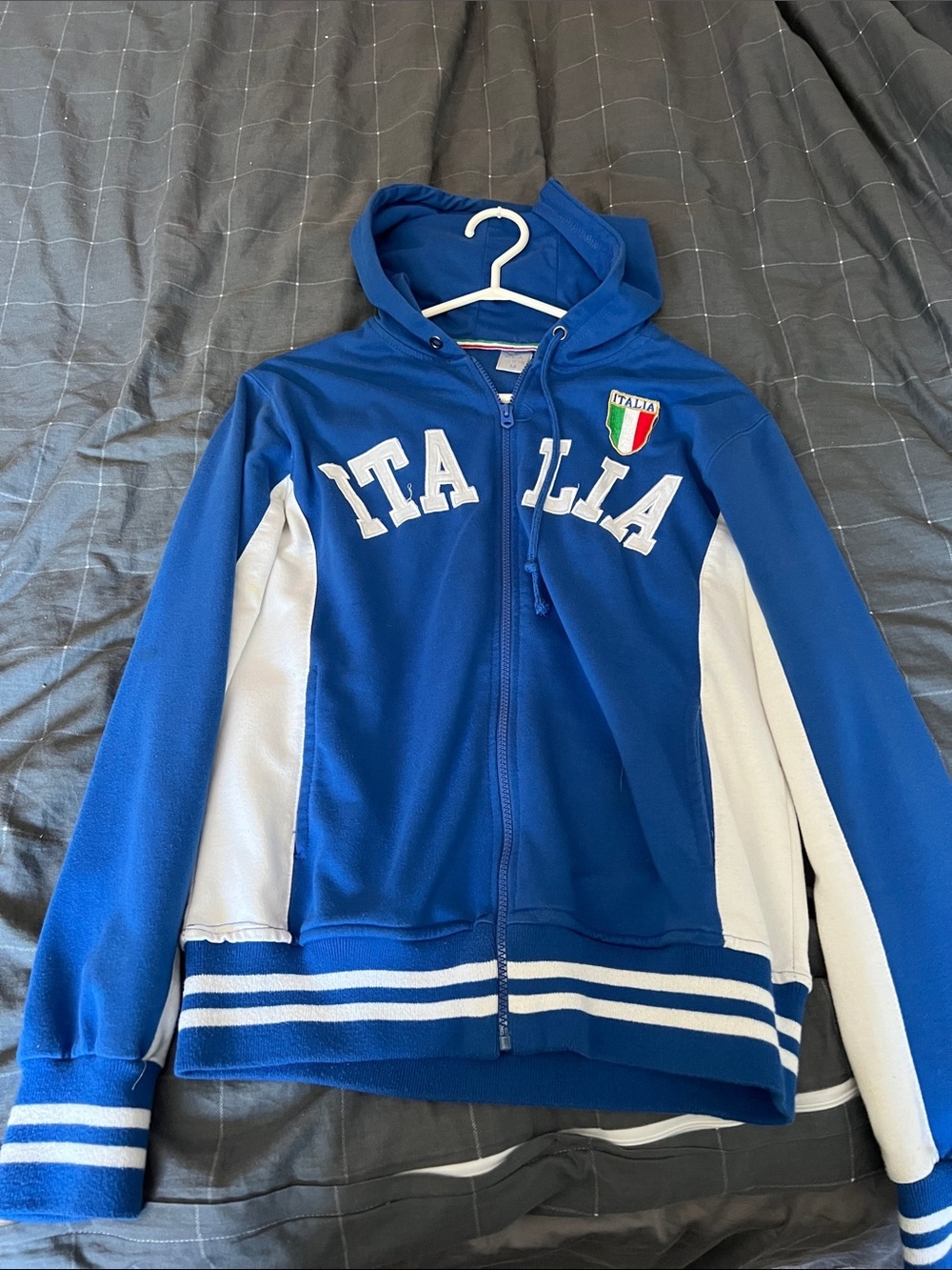 KLA Style of Italy Italia Full Zip Hoodie Jacket Blue White Medium - Picture 3 of 4
